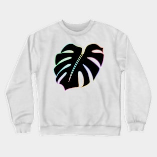 Pastel Holographic Monstera Deliciosa leaf - black Crewneck Sweatshirt